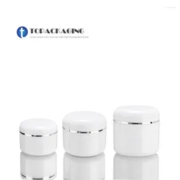 Storage Bottles 100G/200G/300G Cream Jar White Double Layer PP Plastic Facial Mask Makeup Sub-bottling Empty Cosmetic Container Sample