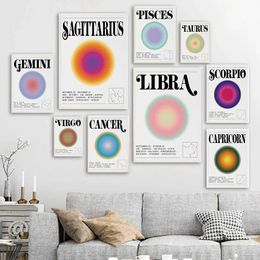 s Scorpio zodiac halo gradient wall art astrology posters star printing modern retro canvas painting life bed room home decoration J240505