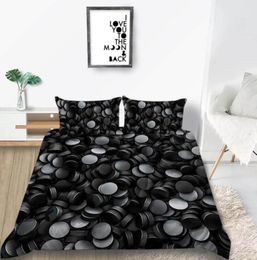 3D Printed Bedding Set Creative Round Slab Black Duvet Cover King Size Queen Twin Full Single Double Soft Bed Cover with Pillowcas8625494