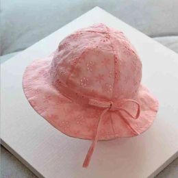 20pcs/lot Baby Girls Cotton Sun Hat Summer Outdoor Beach Breathable Soft Infant Bucket Cap Children Panama Caps Princess Flower Bow Hats