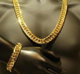 Earrings Necklace Nice Thick Gold Chain Set Yellow Filled Sturdy Heavy Type Men Bracelet Accessories Jewelry Set18488597
