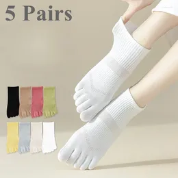 Women Socks 5 Pairs Five Fingers Cotton Mesh Summer Toe Sports Anti-slip Low Cut Ankle With Separate