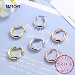 Hoop Earrings 925 Sterling Silver Vintage Oval For Women Trendy Earring Jewellery Prevent Allergy Party Accessories Gift