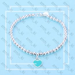 4Mm Beads Love Heart Charm Bracelet For Women Girls Lovely Luxury Tiffanyjewelry Designer Jewellery Bangle Blue Pink Red Pendant Bracelets 877