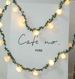 Rose Led Rattan Rose Flower String Light Garland Wedding Decoration Birthday Valentine Day Wedding Flowers Decoration for Wall Y077296659