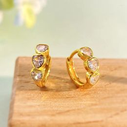 Hoop Earrings KNB Real 925 Sterling Silver Zircon Love Heart For Women Gold Color Small Huggie Earring High Quality Fine Jewelry