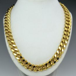 18k gold Filled mens solid Heavy chain long Necklace curb ring link jewell N224 287k