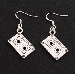 Music Cassette Tape Earrings 925 Silver Fish Ear Hook 30pairslot Antique Silver Chandelier E258 443x1628mm ZHL25136097727