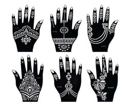 Henna Tattoo Stencils Mehndi India Henna Tattoo Stencil Kit for Hand Painting Finger Body Paint 6Pcs Temporary Tattoo Templates7666223