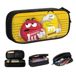 Cute M&M's Chocolate Candy Pencil Case For Girls Boys Custom Emoticons Large Storage Pen Box Bag School Accessories