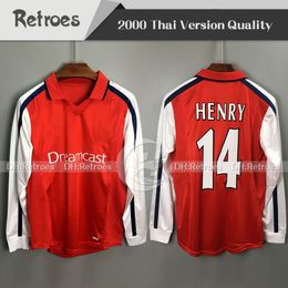 2000 14 HENRY Retro Version Red Long sleeve Soccer jersey Bergkamp Classic Football Shirts 209O