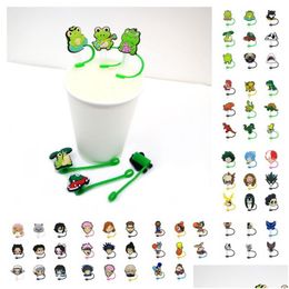 Drinking Straws 9Pcs/Set Cartoon Sile Tumbler St Toppers Designer Er Molds Charms Reusable Splash Proof Dust Plug Decorative 8Mm Dro Dhokr