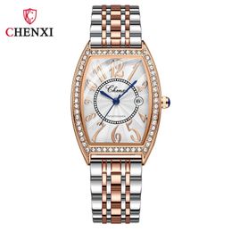 Chenxi/Dawn Diamond Barrel Womens Watch Calendar wasserdichte Quarz Uhr Fangsheng Uhr