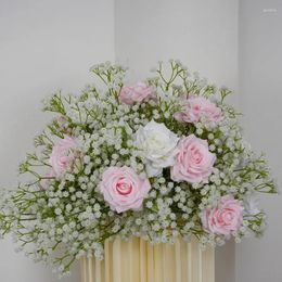 Decorative Flowers Customised Size Babys Breath Rose Artificial Flower Ball Wedding Table Centrepiece Decoration Gypsophila Floral Event