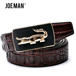 Fashion Crocodile Pattern Belt Luxury Alligator Automatic Buckle Men's Belts Without Buckle Tooth On Strap Novelty Four Color 2011 277Y