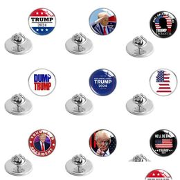 Other Festive Party Supplies 2024 Trump Crystal Glass Clothing Brooches American Election Metal Badge Pins Drop Delivery Home Garde Dhch8