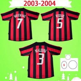 League 2003 2004 Cup Retro soccer jerseys vintage football shirts 03 04 classic ac Maglia da calcio MALDINI SHEVCHENKO REDONDO KAKA MILAN uniform 250q