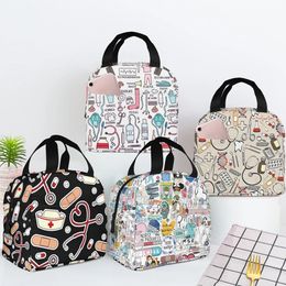 1Pcs Arrive Fresh Cooler Bag Doctors Nurse Pattern Insulated Lunch Bags Women Food Warm Bento Box Tote For Kids 240422