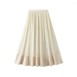 Skirts Versatile Mesh Skirt With Front And Back For Women High Waisted Patchwork Slimming Temperament Split Pleated
