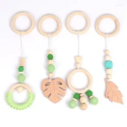 Decorative Figurines 4pcs Baby Gym Playing Wooden Beads Hanging Toy Nursery Play Accessories Home Decor Wood Kids Room