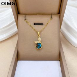 Pendant Necklaces OIMG 316L Stainless Steel Gold Plated Mermaiail Shaped Beautiful North Star Sky Necklace For Women Gilrs Temperament