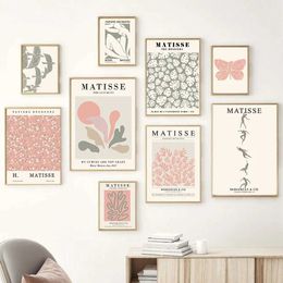 Abstract Mattis Line Girl Coral Leads Wall Art Canvas Painting Nordic Posters and Printing Wall Images for Living Room Decoration J240505