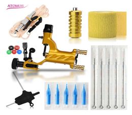 Tattoo Machine Set Gold not Completed Tattoo Kit Professional Rotary Maquina De Tatuagem Needle Elastic Self Adhesive Grip252Q3136011