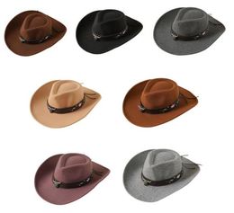 Berets Western Cowboy Hat Roll Up Brim Sombrero Caps Retro Felt Mexican Jazz Theme Party Accessories1863262