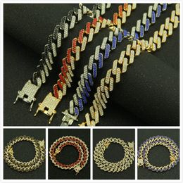 13mm 10 Colors personalized Gold Silver Hip Hop Bling Diamond Cuban Link Chain Necklace for Men Miami Rapper Bijoux Mens Chains Jewelry 280P