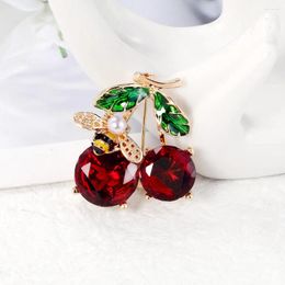 Brooches Cute Cherry Brooch For Female Students Fruit Cardigan Anti Glare Safety Pin Ins Bag Buckle Small Suit Accessories