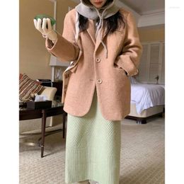 Women's Suits Winter Retro Casual Cotton Clip Short Woolen Suit Jacket Commuting Solid Color Loose Single Breasted
