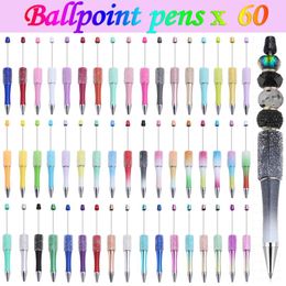 60Pcs Diamond Bead Pen Wholesale Creative DIY Handmade Sticker Set Beaded Ballpoint Pens Advertising Gift