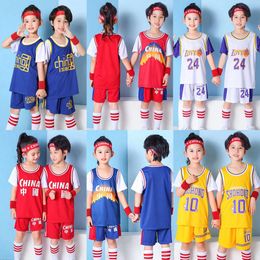 Basketball Jerseys Summer Children's Suit Fake Two Pieces of Kindergarten Performance Clothes for Primary School Students, Sports Match Jerseys, Men