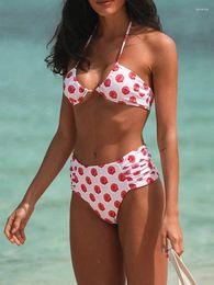 Women's Swimwear Miyouj High Waist Bikinis Two Piece Suit Print Swimsuit Women Halter Bikini Set Biquini Beach Wear