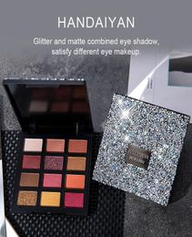 HANDAIYAN 12 Colour Matte Shining Eyeshadow Palette Makeup Glitter Pigment Eye Shadow Palette Waterproof Cosmetics Makeup6785075