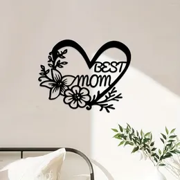 Decorative Figurines Mom Metal Wall Art Heart Sign Decor Home Bedroom Living Room Bathroom