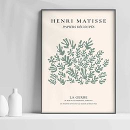 Wallpapers Matisse Flowers Leaf Nordic Neutral Gallery Poster and Printmaking Wall Art Canvas Living Room Mural J240510