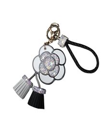 Luxury Mirror Crystal Rose Flowers Keychain Bag Pendant Car Ornaments Charm For Women Leather Key Chain Tassel Key Ring Porte4369664