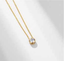 2018 Latest Single Stone Necklace Fine Delicate Box Chain Bezel Sparking Cubic Zirconia Simple Jewellery Ix6Gw5791127