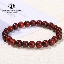 Strand JD Natural Wooden Bead Red Sandalwood Prayer Bracelet Women Men Vintage Handmade Stretch Yoga Meditation Bangles Jewerly