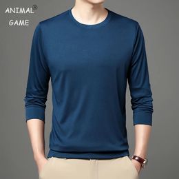 Autumn Casual Loose Sweaters Man Long Sleeve Pullover Male Warm Fashion Solid Colour Clothes Cotton Classic Plain Tshirt 240420
