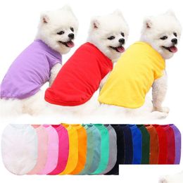 Dog Apparel Sublimation Blank Diy Clothes Cotton White Vest Blanks Pet Shirts Solid Colour T Shirt For Small Dogs Cat Red Blue Yellow Dhqv3
