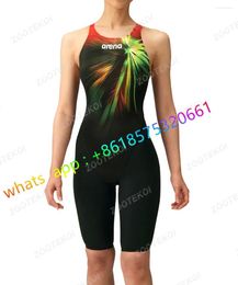 Women's Swimwear Competition Knee Length One Piece Lycra Fabric Pro Training Quick Dry Swimsuit Beach Bathing Suit 2024