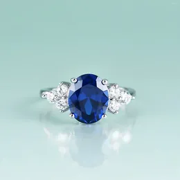 Cluster Rings Gem's Beauty 2.57CT Lab Blue Spinel 925 Sterling Silver For Women Zircon Decorate Fine Jewellery Anniversary Gift