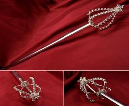 Rhinestone Scepters Crystal Flower Bub Shape Miss Beauty Pageant Queen Crown Props Cosplay Party Bar Show Accessories Scepter Mk023742664