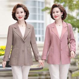 Women's Suits Blazer Spring Autumn 2024 Temperament Leisure Ladies Coat Middle Aged Mother Versatile Female Suit Jacket