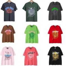 Spider t Shirt Men Designer Tshirt Number 55555 Star Foam Print High Quality Pure Cotton Pink Green Women Tshirts Trendy Couple Tee Loose Versatile Mens t Summer R8F6