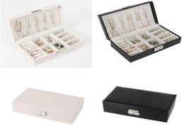 PU Leather Jewellery Box Ornaments Organiser Storage Boxes Travel Case Earrings Rings Necklaces Storage Box Black Beige198f4080948