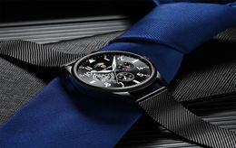 2021 TEVISE Men Automatic Mechanical Watch Black Full Steel Tourbillon Wristwatch Moon phase Chronograph Male Clock1853806