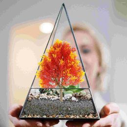 Decorative Flowers 4 Pcs Garden Plastic Maple Model Layout Props Scenery DIY Handmade Landscape Material Mini Tree Orange (19cm 15cm